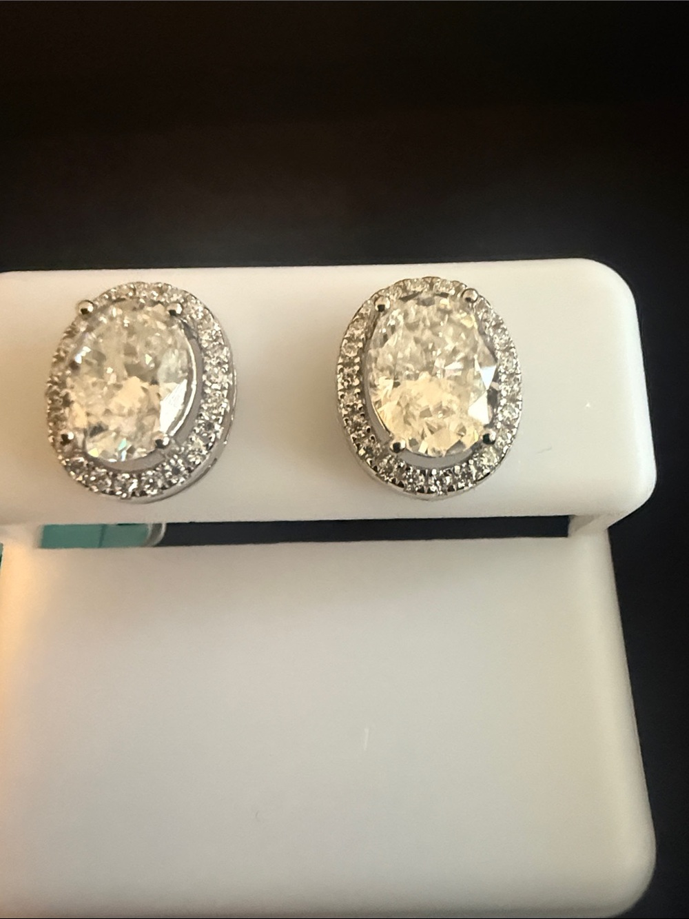 NWT Sterling Silver Oval Moissanite Stud Earrings